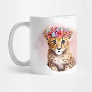 Cute Cheetah Cub With Floral Crown Mug